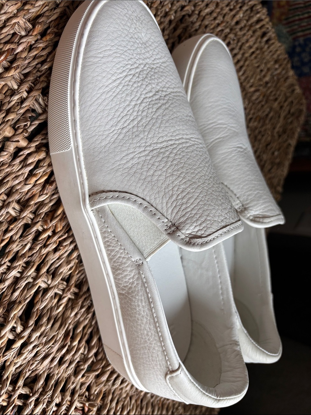 UGG White Leather Slip-On Loafers - Picture 4 of 7